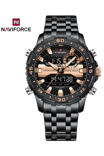 Naviforce Stylish Stainless Steel Analog Digital Sports Watch for Men