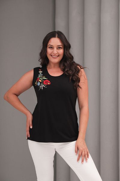 Esina Women's Viscose Zero Sleeve Embroidered Blouse