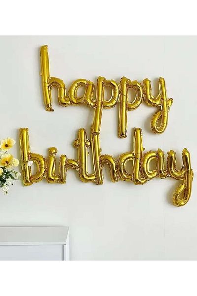 ÇEÇEN HOME Gold Colored Happy Birthday Foil Balloon, Fun Birthday Party Decorations