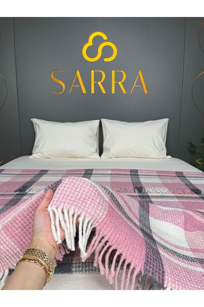 sarra Home Double Personality Fringed Blanket - Pink