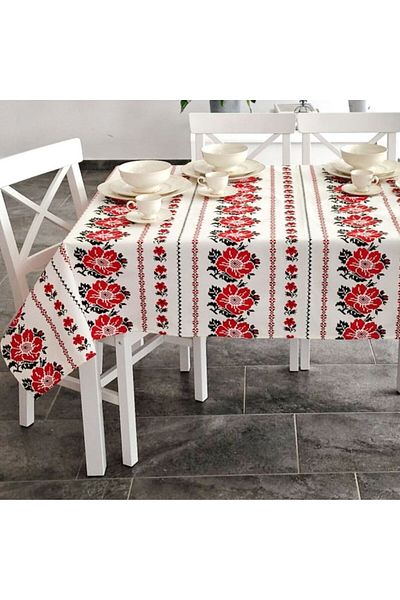 Pucioasa Teflon-coated cotton tablecloth, 160x220cm, traditional pattern V1