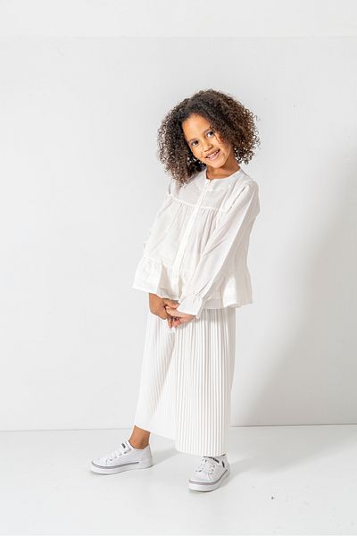 DFN Capri Pleated Trousers Scalloped/Embroidered Blouse/Shirt Gakım