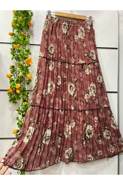 edu collection Fusta din sifon cu imprimeu floral model gitan cu captuseala