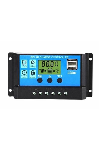 divendi-ro Regulator Intelligent controller for photovoltaic solar panel, 12V/24V, 10 Ah, 2xUSB - Black/Blue