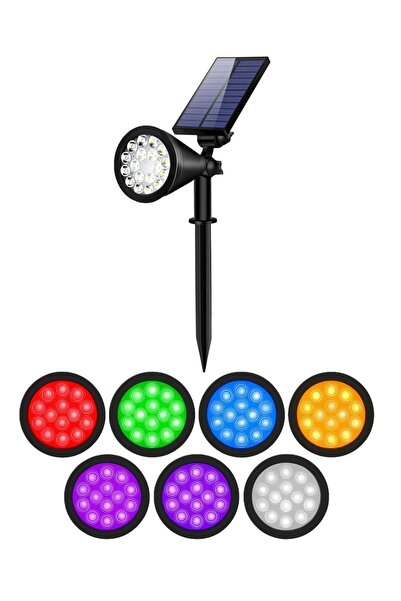 PASACO LED Spot RGB Solar Lamba Bahçe Aydınlatması Güneş Enerjili Sensörlü 18...