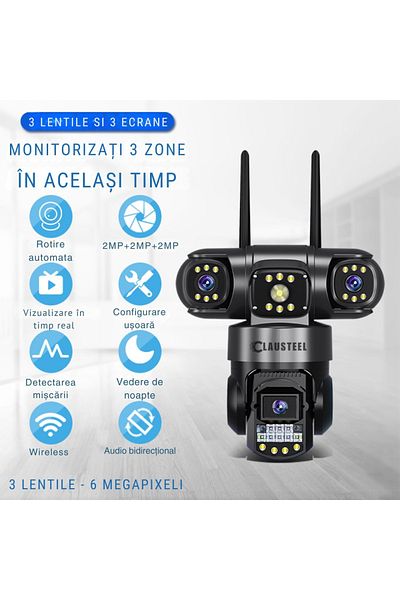 CLAUSTEEL Cameră de supraveghere 3 în 1, 6mp FullHD, wireless, portabilă