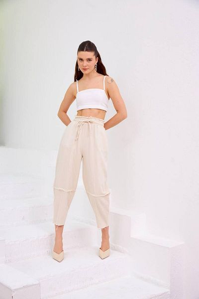 My Blog Stone Waist Elastic Pants - 3133