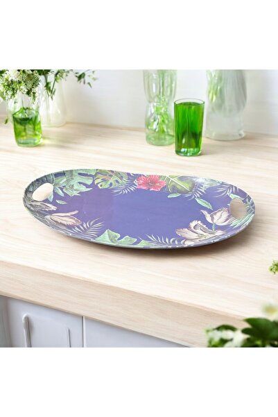 Lagom Desenli Oval Melamin Tepsi 53x35 cm – Kırılmaz, Dayanıklı Sunum Tepsisi