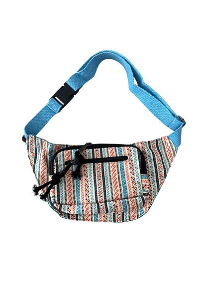 MDLİFE HOME Ethnic Patterned Waterproof Waist and Shoulder Bag – Unisex Daily Bag with Blue Strap