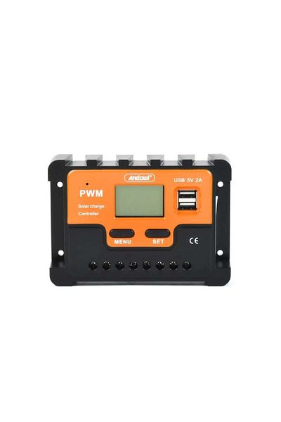 divendi-ro 10A solar charge controller with LCD display, solar panel controller, regulator - Black/Orange