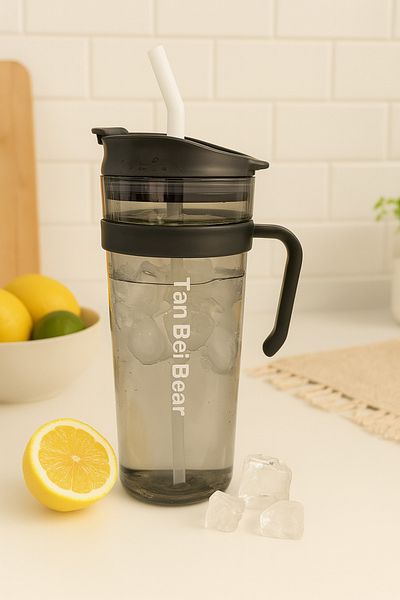 İNTER LİFE Motivational Water Bottle with Handle and Straw Suitable for Daily Use Bpa-Free Water Bottle Suitable for Detox 1.2 ml