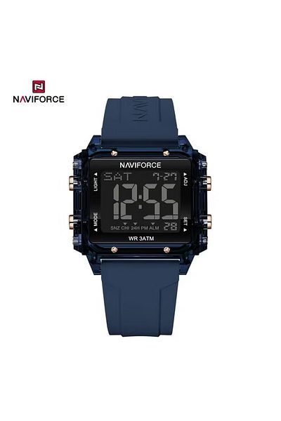 Naviforce Stylish Blue Transparent Digital Sports Watch for Women with Silicone Strap