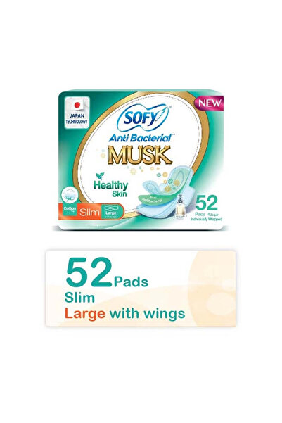 sofy Anti - Bacterial Musk, Slim 29 Cm, Large - 52 Pieces White 29 Cm