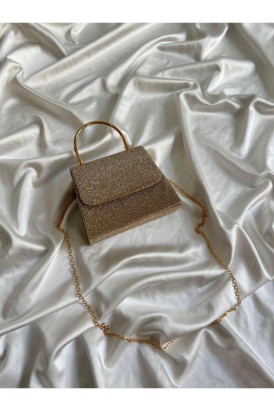 Mia Collection Χρυσό βραδινό φόρεμα Μοντέλο Τσάντα αρραβώνων Χρυσή