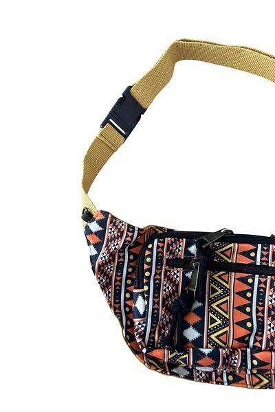 MDLİFE HOME Patterned Waterproof Waist and Shoulder Bag - Black Orange and Yellow Unisex Stylish Model