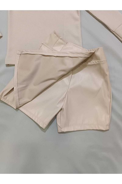 Kamex Seersucker T-Shirt Shorts Skirt Girl's Set