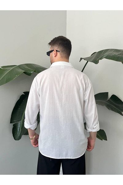 MODA White Half Oversize Summer Shirt