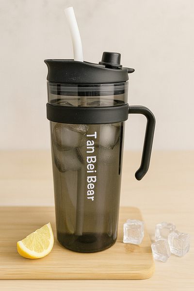 İNTER LİFE Motivational Water Bottle with Handle and Straw Suitable for Daily Use Bpa-Free Water Bottle Suitable for Detox 1.2 ml