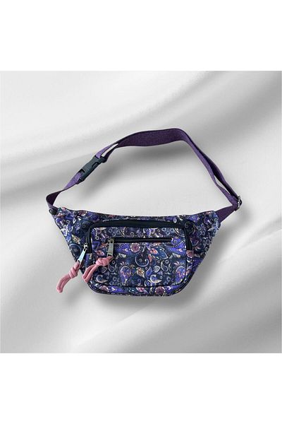 MDLİFE HOME Ethnic Patterned Waterproof Waist and Shoulder Bag - Black Purple Unisex