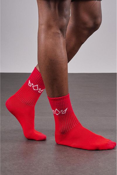 king brich 4 Pack Unisex Red Sports Socks with Logo
