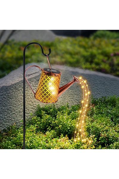 divendi-ro Solar-powered lamp, in the shape of a watering can, with hanging hook, for garden, fence