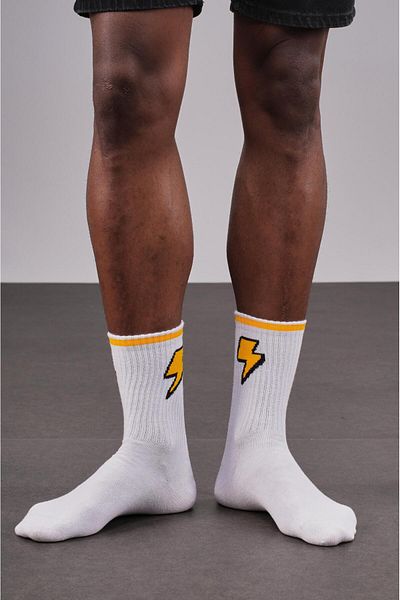 king brich 4 Pack Unisex Lightning Patterned Sports Socks