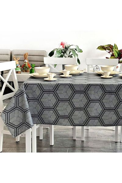 Pucioasa Teflon-coated cotton tablecloth, 120x160cm, hexagonal pattern