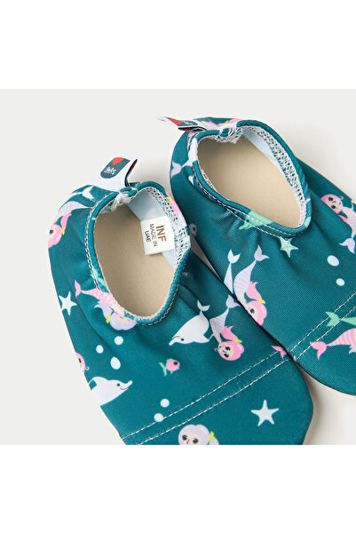 Juniors All-Over Mermaid Print Slip-On Pool Shoes
