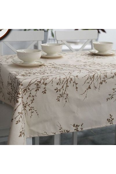 Pucioasa Teflon-coated cotton tablecloth, 120x160cm, brown twigs