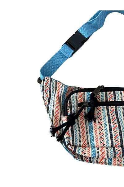 MDLİFE HOME Ethnic Patterned Waterproof Waist and Shoulder Bag – Unisex Daily Bag with Blue Strap