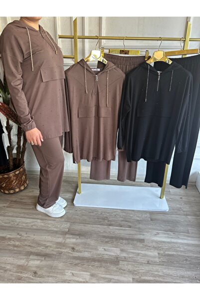 Butik Hülya Kapüşonlu taşlı tunik