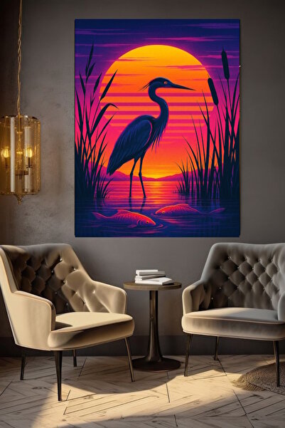 özkacar FLAMINGO LA APUCAREA SOARELUI - TABLOU ARTISTIC PE CANVAS - DECORATIV...