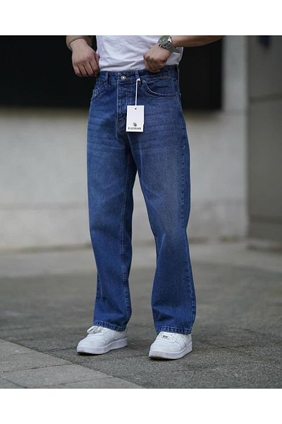 Z1MAN Dark Blue Stone Baggy Trousers