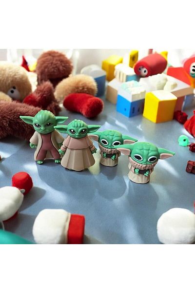 Happyland Baby Yoda Figure Toy Set of 4 Mini Yoda Toy Set 6 cm