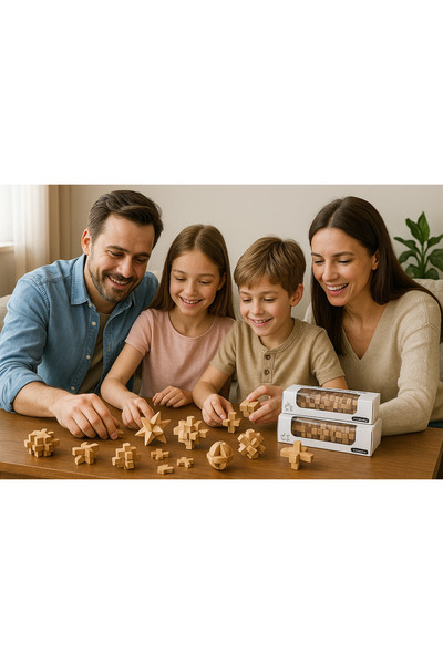 Hanayama 🧩 Ahşap 3D Zeka Bulmaca Seti | Ailece Eğlence ve Beyin Jimnastiği!