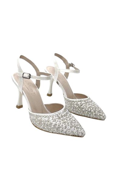 KİNDEP Kindep (Öz Maça) Pearl Detailed Heeled Women's Evening Dress Shoes