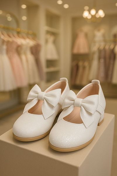 SIRRI Girl's Clara Bow Glitter Ballerina Shoes
