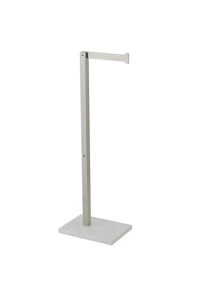 LUXXO Metal Toilet Paper Holder with Stone Base, Free-standing, Silver Glossy