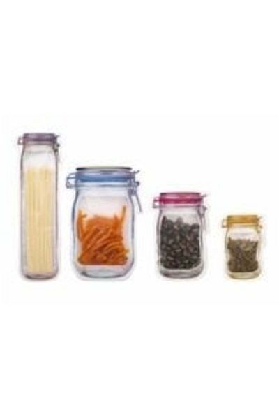 Welora Set of 4 food storage bags with zipper, 4 sizes - Multicolor