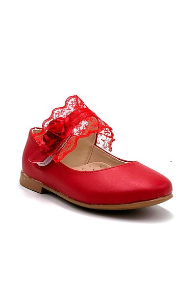 KİNDEP Kindep Tulle Detailed Velcro Children's Sports Shoes Red