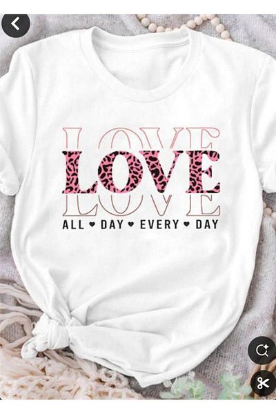 VOICTEC Women's Oversize Love Printed Crew Neck T-Shirt