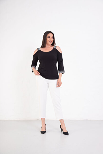 Shahiqa Büyük Beden Parlak Taşlı Bluz