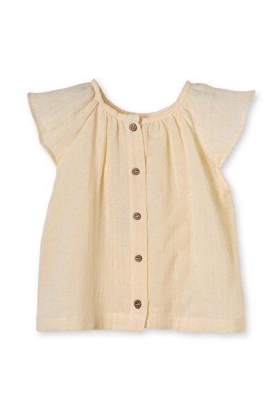 Uludağ Triko Yellow Organic Cotton Buttoned 2-Piece Girl's Muslin Set