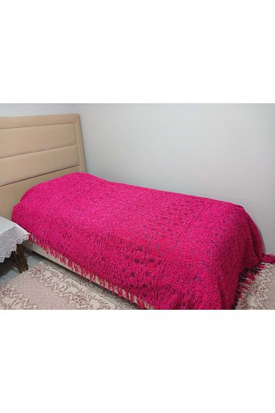 Mandaş Smart Ip Hand Woven Acrylic Ip Single Bedspread (160X240)-Fuchsia