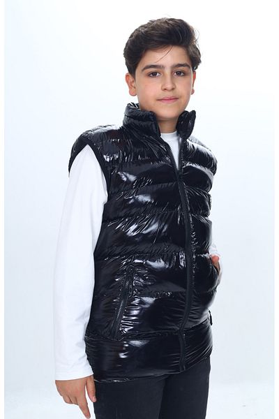 Toontoy Boy's Shiny Vest with Embroidered Chest