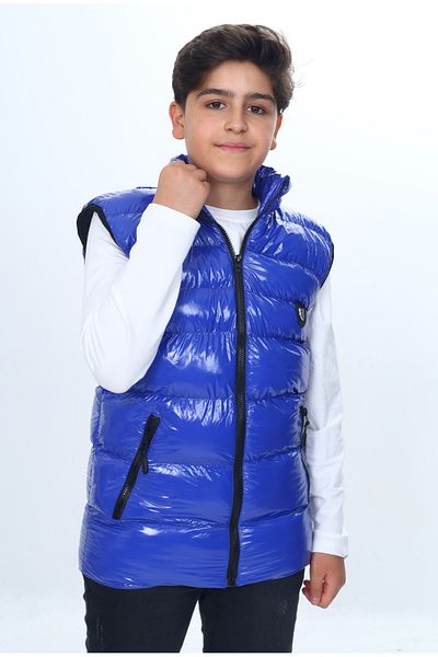 Toontoy Boy's Shiny Vest with Embroidered Chest