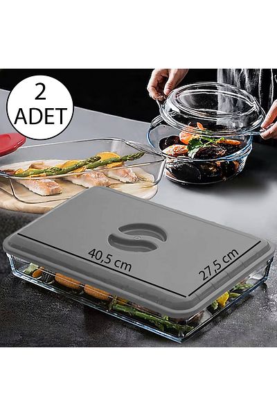omilife 2Pcs Grey Color Rectangle Pyrex Lid Durable Plastic Food Storage Transport Lid