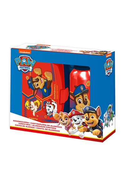 PAW PATROL Set of plastic sandwich box, BPA-free, and aluminum water bottle, 400 ml, multicolor, Paw Patrol