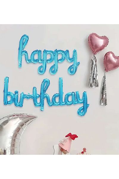 ÇEÇEN HOME Blue Colorful Happy Birthday Foil Balloon, Fun Birthday Party Decorations