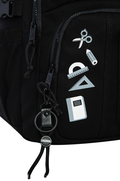Colorful Roll Backpack Black - School Bag with Laptop Compartment Primary School - Middle School - High School